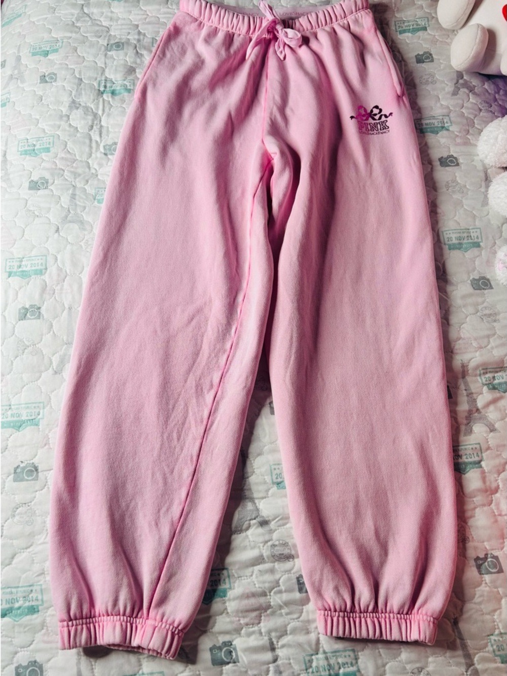 Love Shack Fancy x PINK Victoria's Secret Light Pink Logo Sweatpants